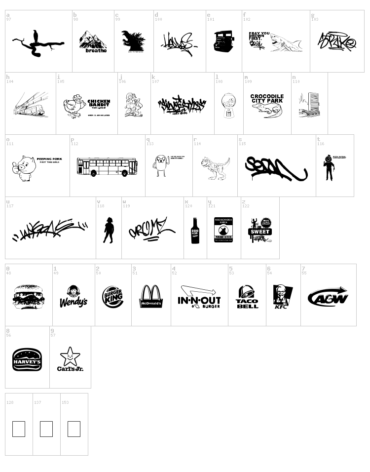 This Is My Town 3 font map